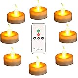 Topstone Led Tealight Candles with Remote and Timer,Amber Flameless Candles,Big 