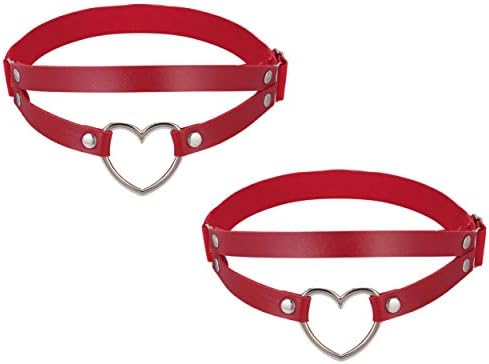 FM FM42 Multicolor PU Simulated Leather Women's Gothic Double Straps Heart O Ring Leg Thigh