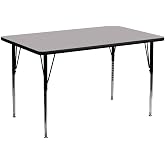 Flash Furniture 24''W x 48''L Rectangular Grey Thermal Laminate Activity Table - Standard Height Adjustable Legs
