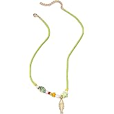Bohemian Fish Pendant Necklace for Women Men Cute Starfish Beaded Necklace Green Seed Beaded Necklaces Summer Beach Jewelry Gift