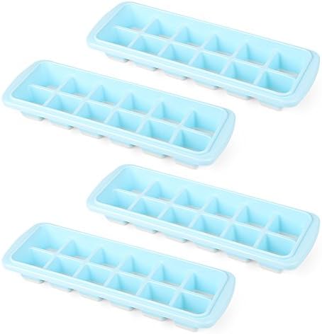 Avorast 4 Pack Ice Cube Tray with 48 Easy Release Ice Trays Molds Flexible Silicone Mini Whiskey Cocktail Ice Cube Mold Container Holder with BPA Free