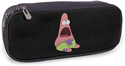 PSnsnX Patrick Star And Spongebob Squarepants Leather Pencil Case Large Capacity Pen Case Double Zippers Pen Bag Office Stationery Bag Cosmetic Bag With Compartments For Gilrs Boys And Adults