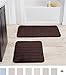 Bathroom Rug Set-2-Piece Memory Foam Bathmats-Striped Microfiber Top-Non-Slip Absorbent Runner for Shower, Tub, Sink or Kitchen by Lavish Home (Brown)