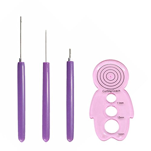 ODETOJOY 2 Quilling Slotted Tools+1 Awl+1 Quilling Curling Coach Best Starter Quilling Paper Pen Set