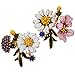 Szxc Women's Daisy Flower Leaves Mushroom Hypoallergenic Stud Earrings - Enamel & Crystals - 4/5 Inch - Ultra Light - White Asymmetric