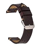 Leather Watch Bands for Men,EACHE Rally Racing Perforated Leather Watch Bands Oil Waxed & Suede Calfskin Breathable Design 18mm 20mm 22mm
