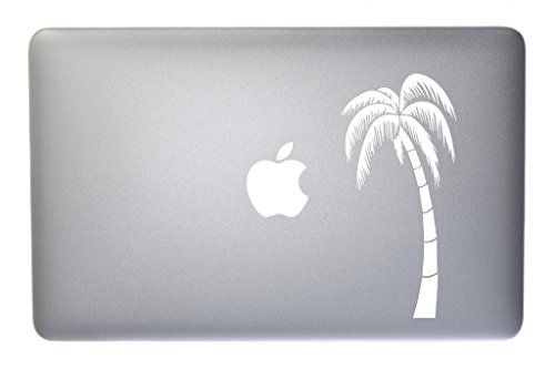 Lone Tropical Palm Tree Vinyl Decal for Macbook, Laptop or other device 5 Inch (white)