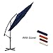 Masvis 10 ft Offset Cantilever Patio Umbrella Outdoor Market Hanging Umbrellas & Crank with Cross Base, 8 Ribs (10 Ft, Blue)
