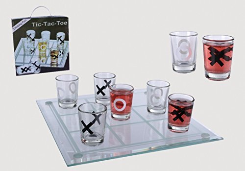 Juego de vasos de chupitos para jugar al 3 en raya.