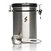 SparkPod Airtight Coffee Container w/Grounds Scoop (Large) Stainless Steel Canister w/ CO2 Valve | Kitchen Accessory for Flour, Sugar, Condiments | Ecofriendly