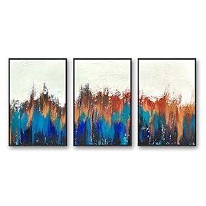 Framed Canvas Wall Art for Living Room, Bedroom Abstract Color Collage Pattern Canvas Prints for Home Decoration Ready to Hanging - 16"x24"x3 Panels