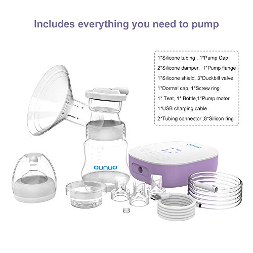 Electric Breast Pump, OUNUO Portable Breast Pump Rechargeable, Hospital-Grade Single Breast Milk Pump with Massage & Suction Level,LCD Screen & Sensitive Touch Pancel