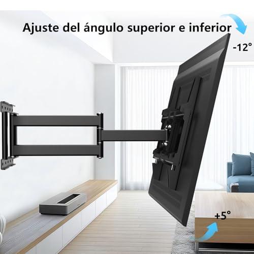 JXMTSPW Soporte Pared para TV de 32-80 Pulgadas, Soporte TV Pantallas con Giratorio e Inclinable, VESA Máx 600x400 mm,Soporta hasta 60 kg,Soporte Television Pared con Articulado Brazo y Rotación