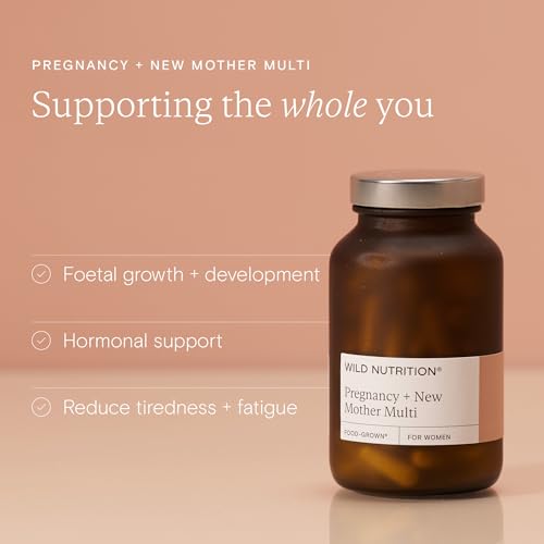 WILD NUTRITION ​​Food-Grown Pregnancy + New Mother Multi | Pregnancy Vitamins for Women with 400μg Folic Acid | Prenatal Vitamins for Women to Support Fatigue | Pregnancy Nausea Relief | 90 Capsules