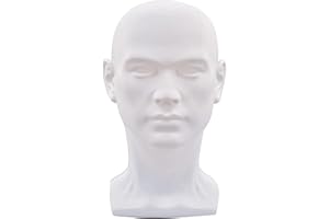 MIAOMANZI PVC Mannequin Head Black Male Manikin Dummy Stand Model Display Hat Scarf Wigs Hair Glasses Hat Beauty Styling Tool (Matte white)