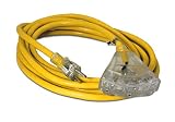 15-ft 12/3 Heavy Duty 3-Outlet Lighted SJTW Indoor/Outdoor Extension Cord by Watt's Wire - Yellow 15' 12-Gauge Grounded 15-Amp Three-Prong Power-Cord (15 foot 12-Awg)