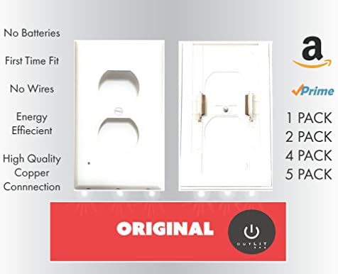 Discounted Sale -[1 Pack]- OUTLIT LED Nightlight NEW-MOLD Gen 2 Tech Wall Plate with LED Night Lights, Auto On/Off Sensor, No Batteries, No Wires, Installs In Seconds [Duplex, White] (1) (1)