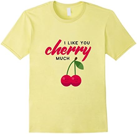 Men's I Like You Cherry Much I Love You Very Much Cherry T Shirt Medium Lemon