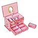 SONGMICS Musical Jewelry Box Ballerina Jewel Storage Case, Gift for Little Girls, Ball Princess with Brahms Lullaby Melody, Pink UJMC006