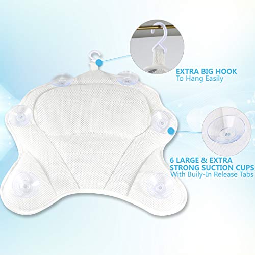 Luxury Bath Pillow Bathtub Pillow - Bath Tub Cushion for Head, Neck, Shoulder and Back Support, Hot Tub Head Rest Bath Accessories for Women & Men, Relaxation Spa Gifts Home and Travel