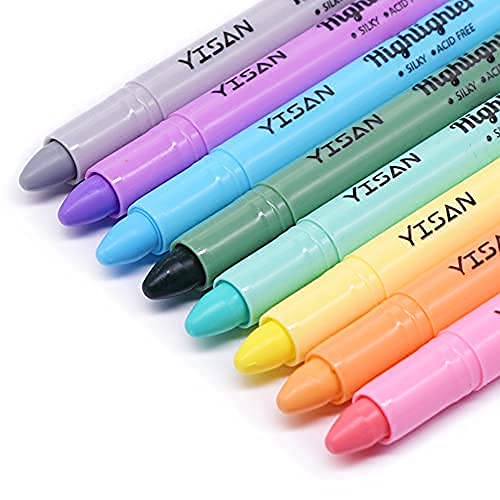 YISAN No Bleed Gel Highlighter,Bible Highlighters, Crayon Marker Pens