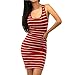 HOT SALE ！Striped Mini Dress,BeautyVan Charming Comfortable Sexy Women Bandage Bodycon Sleeveless Striped Evening Party Short Mini Dress (XL, Red)