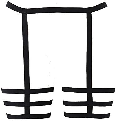 BodyHss Harness Garter Womens High-Waisted Belts Set Mesh Lingerie,Black,Large