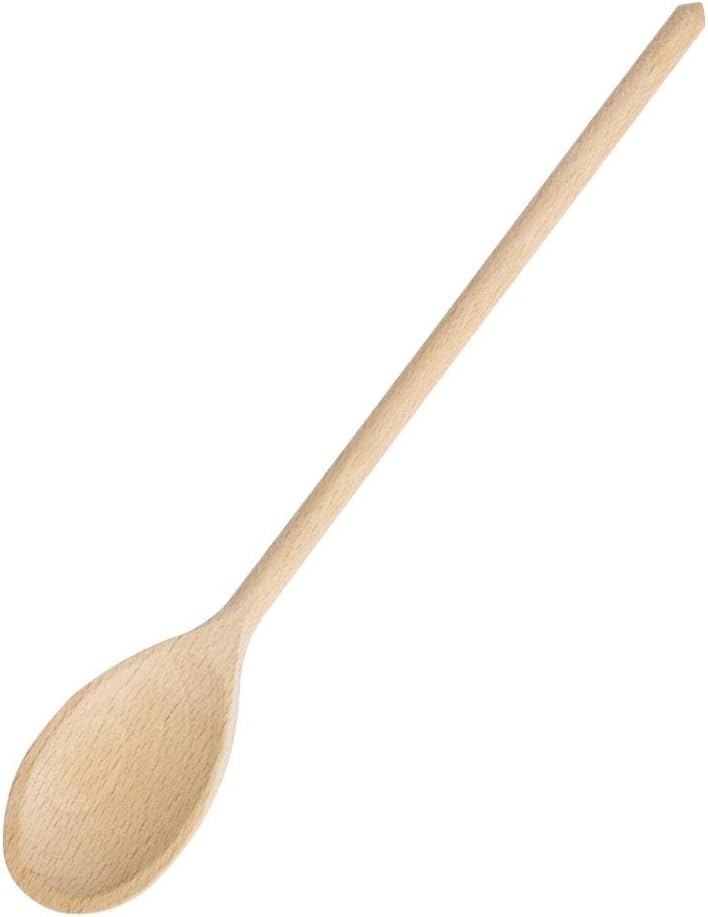 Nisbets Essentials Wooden Spoon 30cm Beech Wood Cooking Utensil Brown Rustic