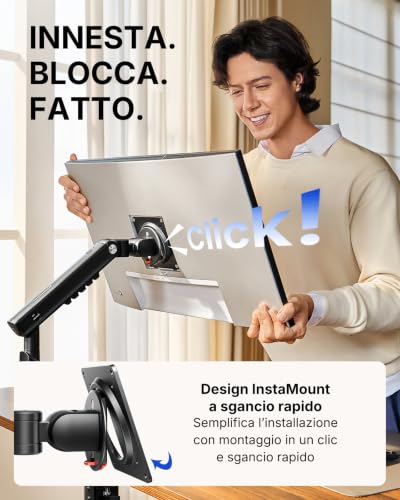 HUANUO Dual Monitor Arm for 13-32" Screens (Max 9 kg), FlowLift Pro Monitor Stand, MechaSpring (Tilt/Swivel/Rotatable), Toolless VESA Mount, Base with C-Clamp or Grommet