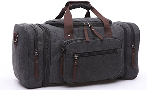 Large Capacity Canvas Unisex Travel Duffel Bag Shoulder Handbag Weekend Bag w/ Strap