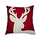 Red Embroidery Christmas Pillow Covers Set of 4, BLUETTEK Snowman, Christmas Deer, Snowflake, Merry Christmas Decorative Throw Pillow Case Cushion Covers 18 X 18 Inch for Bed Sofa