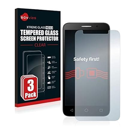 3X Savvies HD33 Tempered Glass - Displayschutz für Alcatel One Touch Pop 3 (5) (extrem Kratzfest (9H), Hohe Transparenz, schm