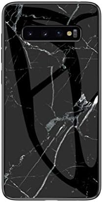 Galaxy S10 Plus Case,Ebetterr Tempered Glass Hard Back Protective Cover,[Scratch Resistant][Shock Absorption] TPU Rubber Bumper Hybrid Thin Shell Slim Case for Samsung Galaxy S10 Plus-Black Marble