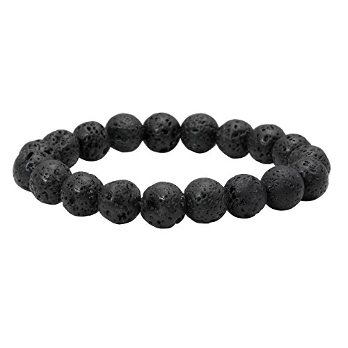 Milakoo Men Women 10mm Lava Rock Bracelet Link Wrist with Healing Energy Buddha Prayer Mala Beads
