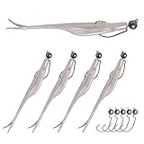 Goture Shad/Crawfish Soft Fishing Lures with Jig Head Hooks, Weedless Rig for Freshwater Saltwater Bass Trout Walleye and Catfish Fishing - 5 Lures