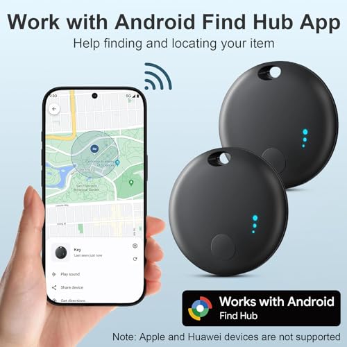 Android Smart Tracker Tag, Android Bluetooth Tracker Tag Locator Tracker Tag for Luggage/Bags/Wallets/Backpacks, Keys Find Objects Compatible "Google Find Hub"