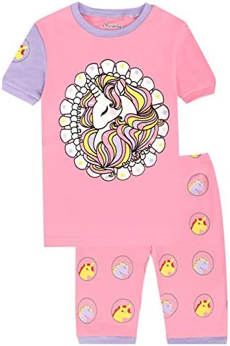 Slenily Girls Short Pajamas Toddler Kids Pjs 100% Cotton Sleepwear Summer Clothes Shirts Size 10