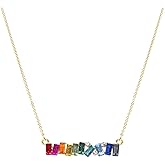 NTLX Rainbow Color Necklace Pendant for Women – Delicate & Elegant – 14K Gold Plated – Embellished with Beautiful Rhinestone Crystals – Gift Box Included