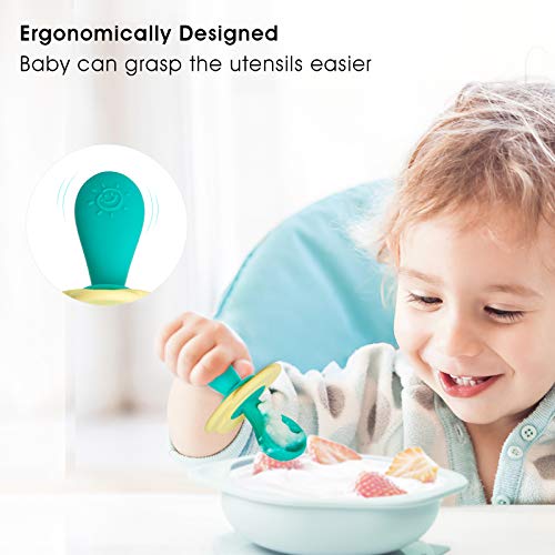 Termichy Baby Utensils, Silicone Baby Spoon and Fork for Baby Self