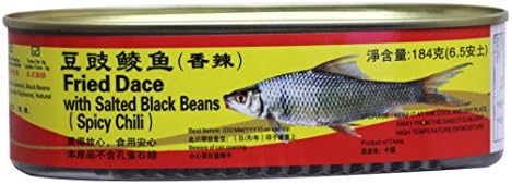豆豉鲮鱼 fried Dace with Salted Chinese Douchi Fermented Black Beans - Spicy chili 6.5 oz (1 Pack)