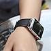 Compatible with Apple Watch Band, BELONGME 44mm 42mm Watch Band Genuine Leather Strap Stainless Metal Buckle Compatible Apple Watch Series 4(44mm),Series 3, 2, 1(42mm) Sport & Edition- Black