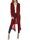 ACEVOG Women's Hooded Long Sleeve Solid Essential Draped Cascading Cardigan