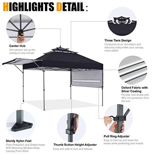 COOSHADE 10x17 Instant Canopy Tent 3Tier Pop Up Canopy with