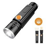 USB Rechargeable Flashlight with COB Work Light and Magnetic Base, Zoomable LED Tactical Handheld Flashlight Torch for Indoor Outdoor by Suswillhit