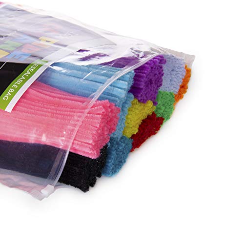 zees 1,000 Pipe Cleaners in 10 Assorted Colors, Value Pack of Chenille Stems for DIY Arts and Craft Projects and Decorations - 6mm x 12 Inches (1000)