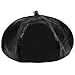 Locomo Men Women Winter Warm PU False Leather Plain Color Beret Cap FFH243BLK Black