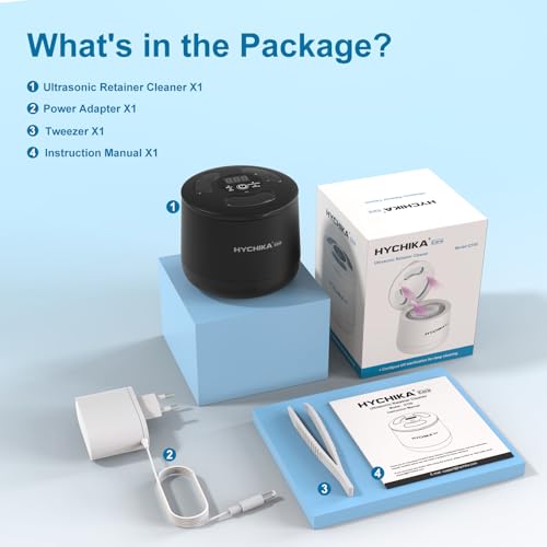 Ultrasonic Cleaning Device with UV Sterilization, 45KHz High Frequency, 4 UV Cleaning Modes, 200ml Teeth Cleaning Tank, Retainer, Night Rails, Aligners
