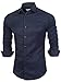 Emiqude Men's Casual Long Sleeve Solid Plaid Dress Shirt