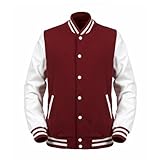 Angel Cola Burgundy & White Cotton Varsity Lightweight Letterman Jacket