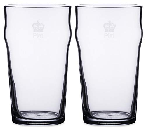 KegWorks Authentic British Style Imperial Pint Glass with Etched Seal 20 Ounce Capacity, 2 Pack